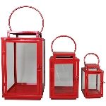 LaternenSet/3 EnameL, rot, Metall, 13x13x22 cm,