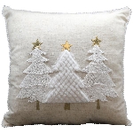 Kissen Dans, creme/weiß, Polyester/Leinen, 45x45 cm