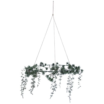 Hängender TannenKranz ArtificialNature, grün, PE/Metall, 50x50x28 cm