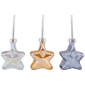 SternTrinkgefäß mit Strohhalm Verrerie, silber/blau/gold, Glas/Kunststoff