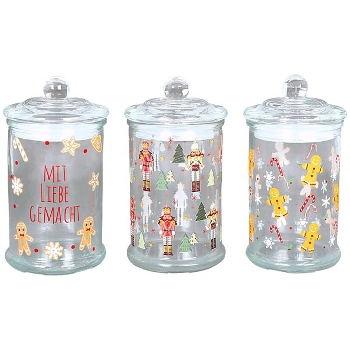 Xmas VorratsDose Verrerie, rot/beige, Glas/Kunststoff