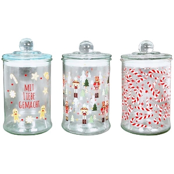 Xmas VorratsDose Verrerie, rot/beige, Glas/Kunststoff