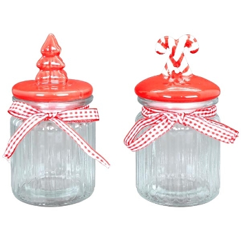 Xmas VorratsDose Verrerie, rot, Glas/Keramik, 7,8x7,8x16,2 cm