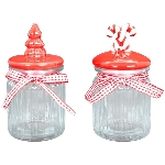 Xmas VorratsDose Verrerie, rot, Glas/Keramik, 7,8x7,8x16,2 cm