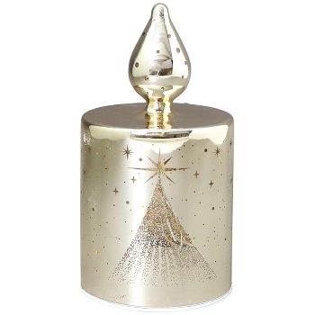 LED Licht Lumière, gold, Glas, 7,5x7,5x15 cm