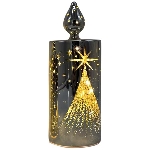 LED Licht Lumière, gold, Glas, 7,5x7,5x20,5 cm