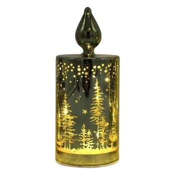 LED Licht Lumière, grün, Glas, 7,5x7,5x18 cm