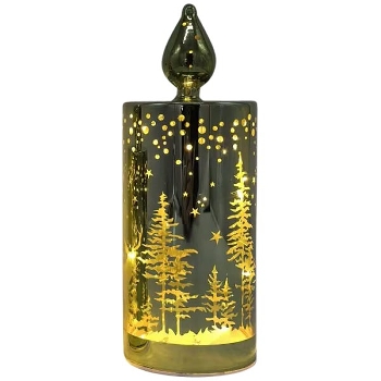 LED Licht Lumière, grün, Glas, 7,5x7,5x20,5 cm