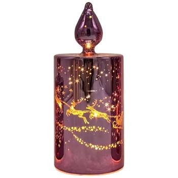 LED Licht Lumière, lila, Glas, 7,5x7,5x18 cm