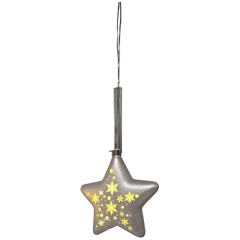 LED SternHänger Lumière, silber, Glas, 18x6x20,5 cm