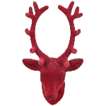 Rentierkopf SAMT, rot, Kunststoff, 10x7,5x20 cm