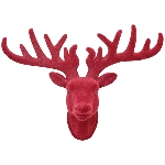 Rentierkopf SAMT, rot, Kunststoff, 31x11,5x25 cm