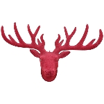 Rentierkopf SAMT, rot, Kunststoff, 42x15x33 cm